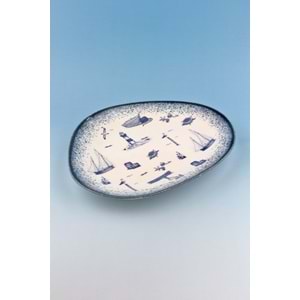 Sea blue porselen servis tabağı