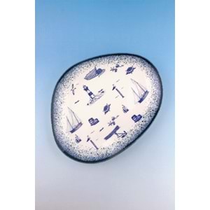 Sea blue porselen servis tabağı