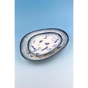 Sea blue porselen servis tabağı