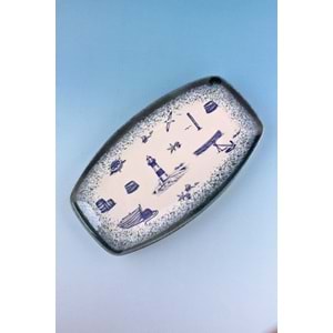 Sea blue porselen kayık tabak