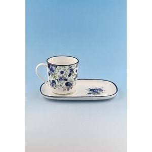 Blue ivy sunumluklu porselen kupa takımı