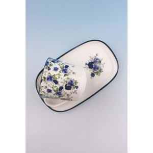 Blue ivy sunumluklu porselen kupa takımı