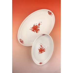 Flowers orange 2 boy porselen kayık tabak