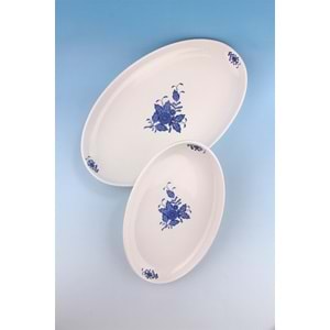 Flowers blue 2 boy porselen kayık tabak