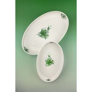 Flowers green 2 boy porselen kayık tabak