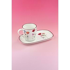 Red roses sunumluklu porselen kupa takımı