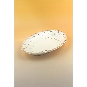 Flora antik porselen kayık tabak