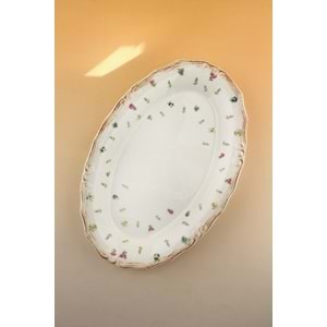 Flora antik porselen kayık tabak