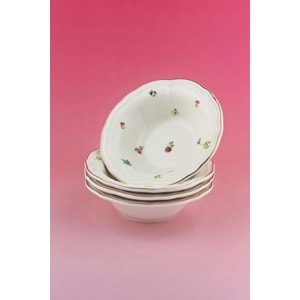 Flora antik altın yaldızlı 4 parça porselen kase