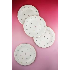 Flora antik altın yaldızlı 4 parça porselen servis tabağı