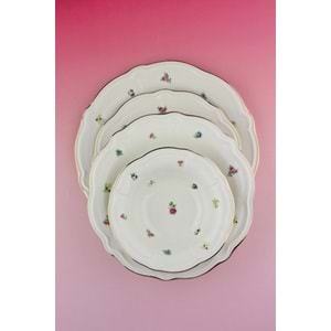 Flora antik altın yaldızlı 4 parça porselen servis tabağı