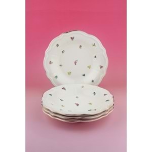 Flora antik altın yaldızlı 4 parça porselen yemek tabağı