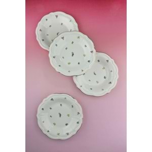 Flora antik altın yaldızlı 4 parça porselen yemek tabağı