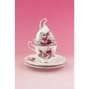 Victorian rose altın yaldızlı 2 kişilik kahve fincan takımı