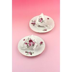 Victorian rose altın yaldızlı 2 kişilik kahve fincan takımı