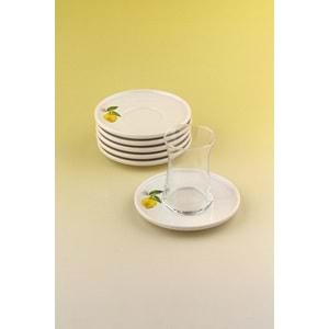 Lemon 12 parça 6 kişilik porselen çay takımı
