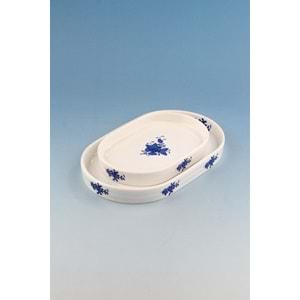 Flowers blue 2 boy porselen kayık tabak