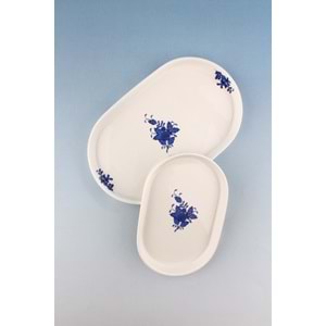 Flowers blue 2 boy porselen kayık tabak