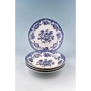 Florence blue gümüş yaldızlı porselen 4 parça yemek tabağı