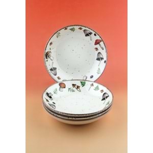 Mushroom retro porselen 4 parça yemek tabağı