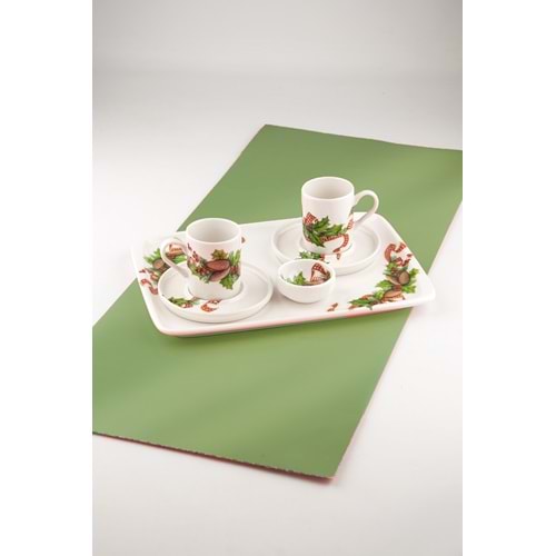 Christmas cones porselen tepsili 2 kişilik kahve fincanı & lokumluk