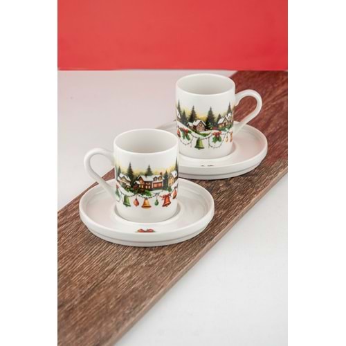 Winterbliss iki kişilik porselen kahve fincan takımı