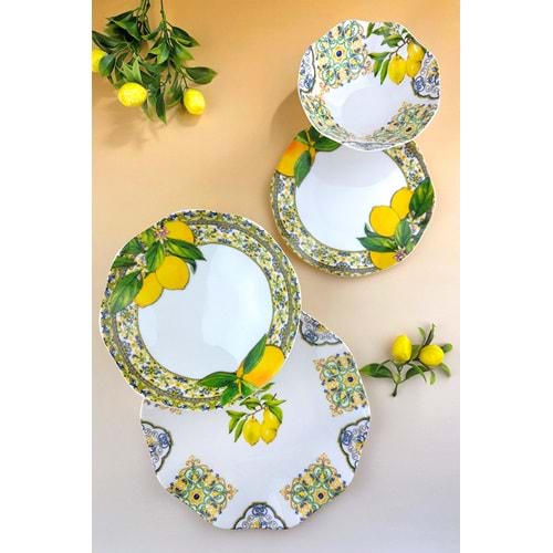 Capri lemon new bone 2 kişilik 8 parça yemek takımı