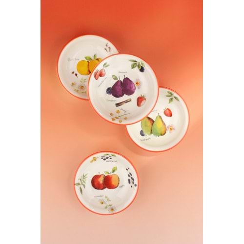 Oranj berries 4 parça porselen çerezlik