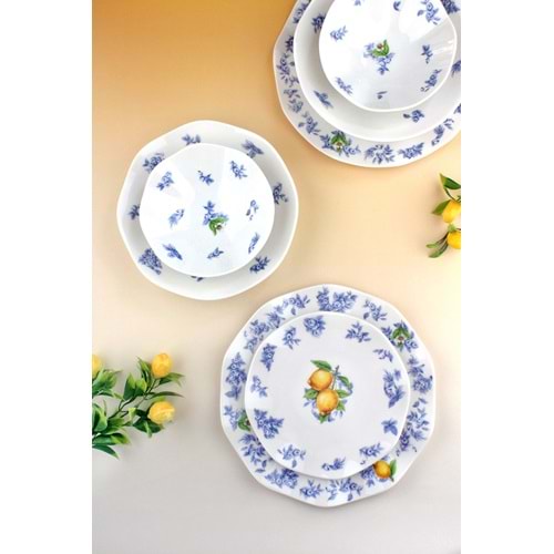 Lemon & blue blanc new bone 2 kişilik 8 parça yemek takımı
