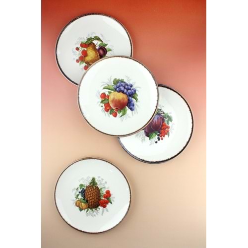 Retro fruits 4 parça porselen servis tabağı