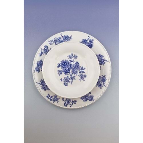 İnci serisi blue blanc 5 parça porselen pasta takımı