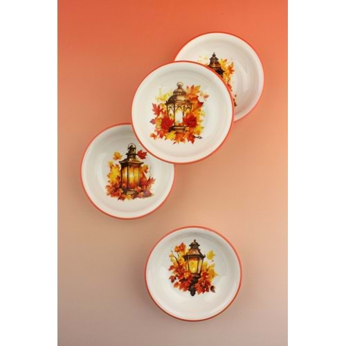 Oranj candles 4 parça porselen çerezlik