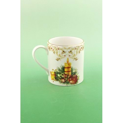 Christmas candle altın yaldızlı porselen kupa