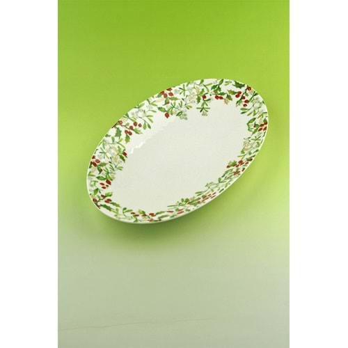 Holly berries büyük boy porselen kayık tabak