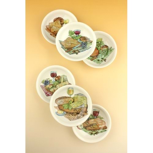 Cheese & wine 6 parça porselen çerezlik