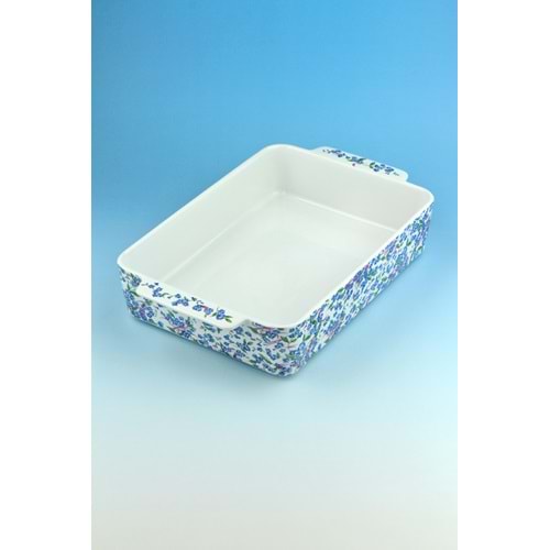 Mavi mine dikdörtgen porselen fırın kabı