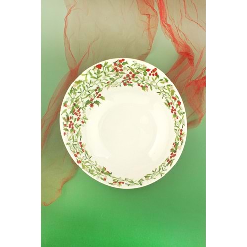 Holly berries büyük boy porselen salata kasesi