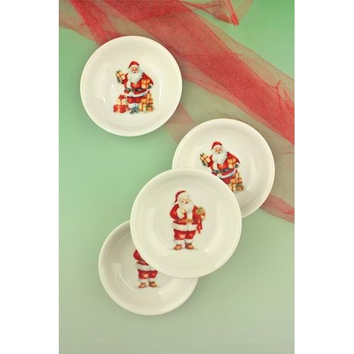Santa joy 4 parça porselen çerezlik