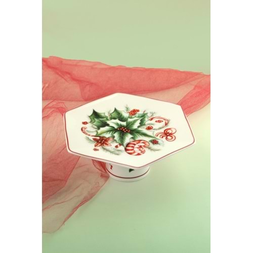 Winterberry porselen ayaklı tabak