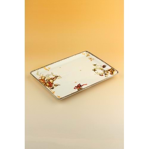 Retro golden christmas porselen tepsi