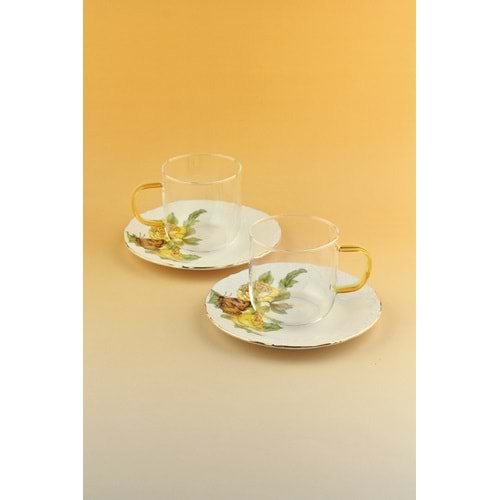 Yellow butterfly iki kişilik çay kupa takımı