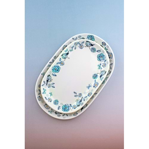 Mavi kuş 2 boy porselen kayık tabak