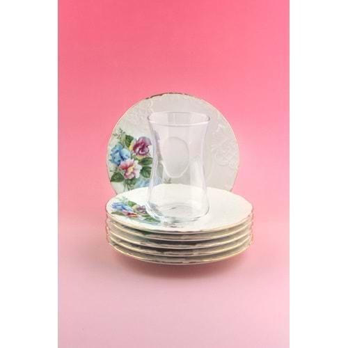 Bouquet12 parça 6 kişilik porselen çay takımı