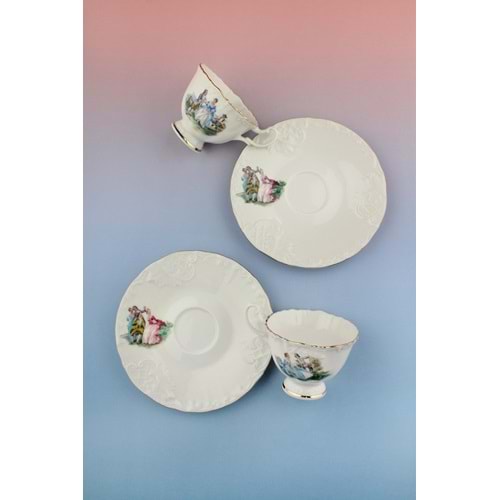 Altın yaldızlı markis 2 kişilik kahve fincan takımı