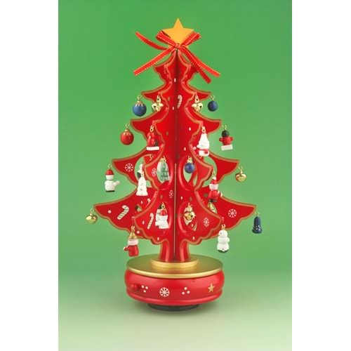 Wooden christmas tree music box