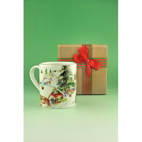 Snowy altın yaldızlı porselen kupa yılbaşı hediye kutulu