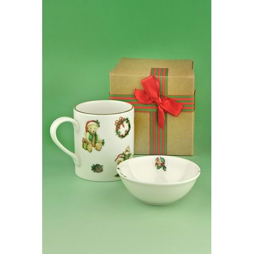 Christmas toys altın yaldızlı porselen kupa & çerezlik yılbaşı hediye kutulu