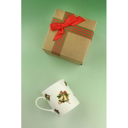 Christmas bells altın yaldızlı porselen kupa yılbaşı hediye kutulu