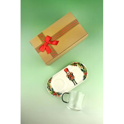 Nutcrackers cam kupa & tabağı yılbaşı hediye kutulu