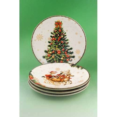 Retro new christmas 4 parça porselen servis tabağı